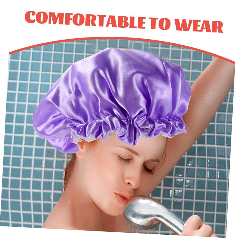 2Pcs Bath Hair Caps for Women Bonnet Shower Cover Comfortable Elastic Design for Bathing and Sleeping Includes and Rainbow - Image 4