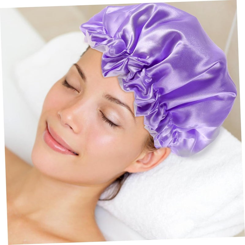 2Pcs Bath Hair Caps for Women Bonnet Shower Cover Comfortable Elastic Design for Bathing and Sleeping Includes and Rainbow - Image 3