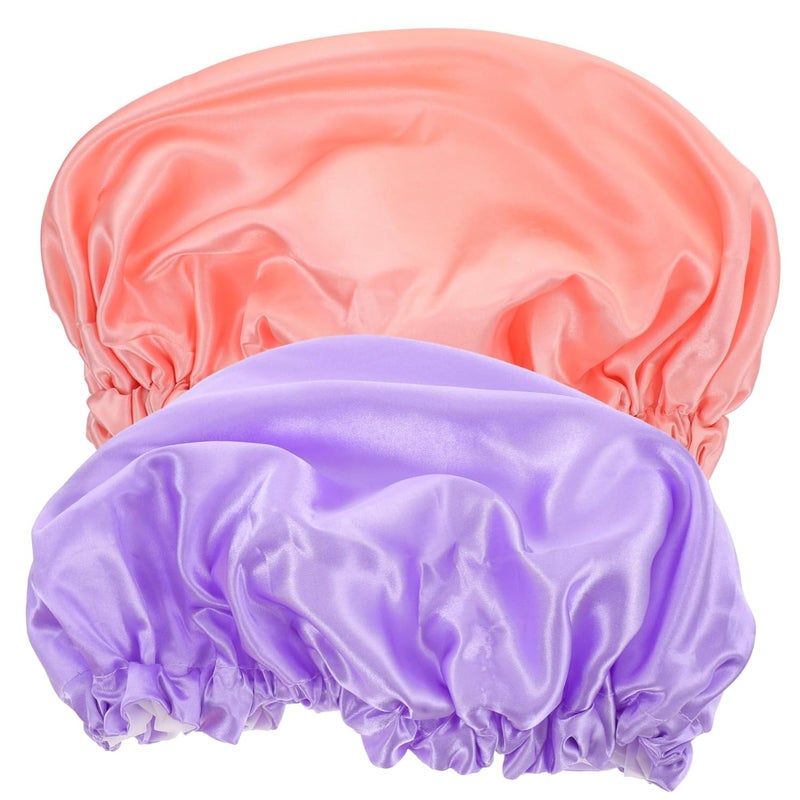 2Pcs Bath Hair Caps for Women Bonnet Shower Cover Comfortable Elastic Design for Bathing and Sleeping Includes and Rainbow - Image 1