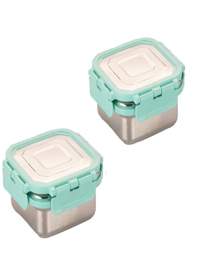 Foliam Leak Proof Click and Seal Lock Stainless Steel Storage/Air Tight Tiffin Container/Lunch Container (2) 350 SQUARE S.S LID, Multicolor - Image 1