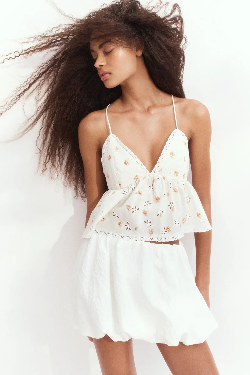 H&M Broderie anglaise strappy top