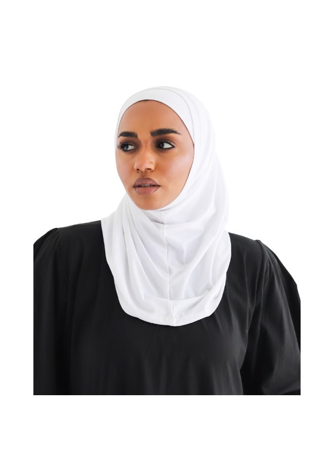 التوبة حجاب ليكرا قطعتين  - لون أبيض - Image 1