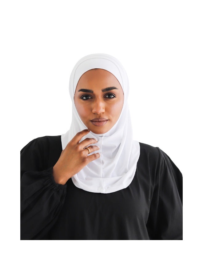 التوبة حجاب ليكرا قطعتين  - لون أبيض - Image 5
