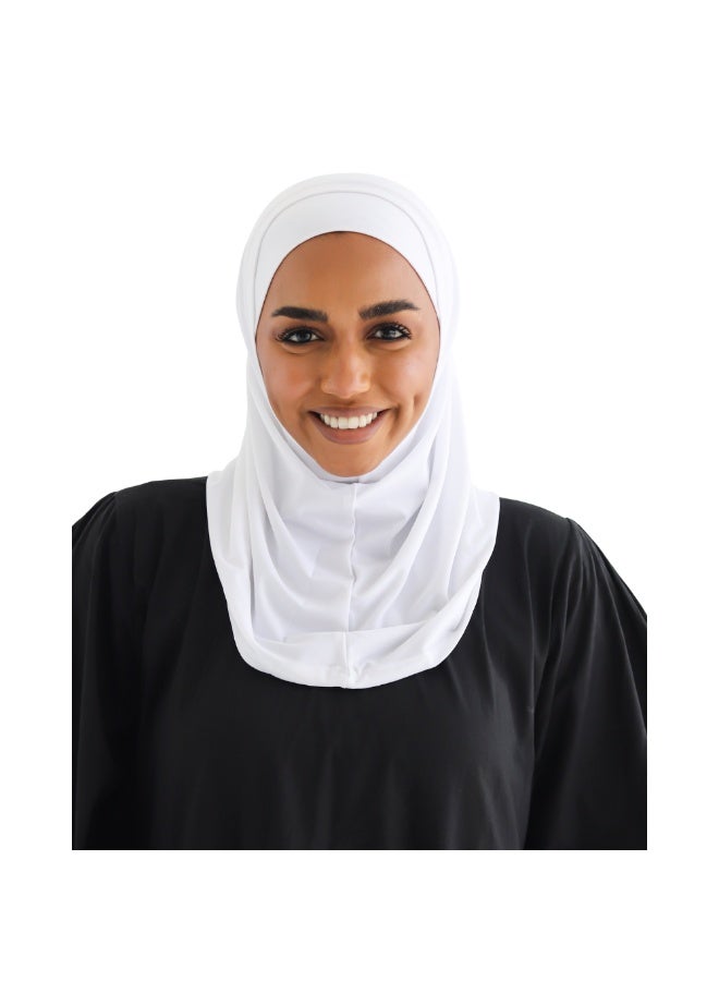 التوبة حجاب ليكرا قطعتين  - لون أبيض - Image 2