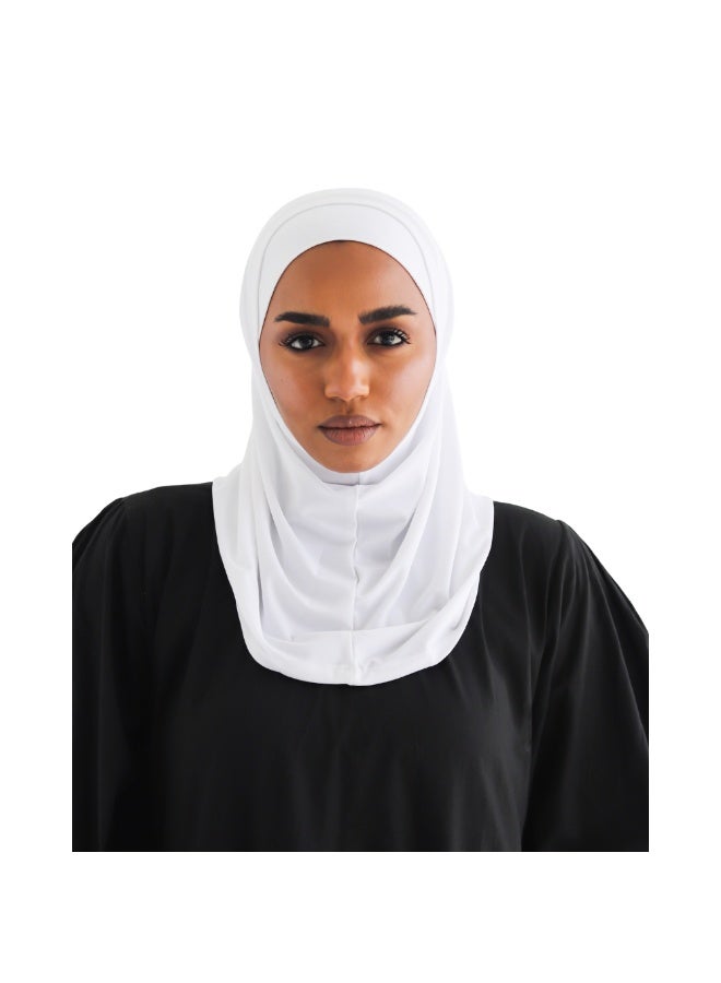 التوبة حجاب ليكرا قطعتين  - لون أبيض - Image 3