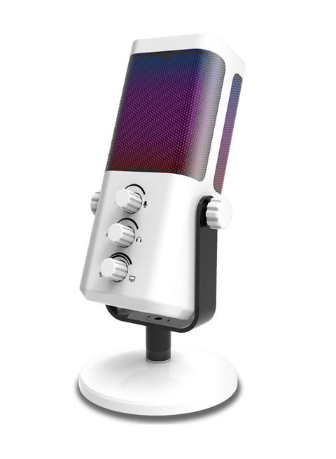 M7 Dynamic Vlogging Microphone for Gaming Streaming - RGB Light - USB - Mute Button, Headphone Jack, Desktop Stand Audio for Singing Youtube Unidirectional