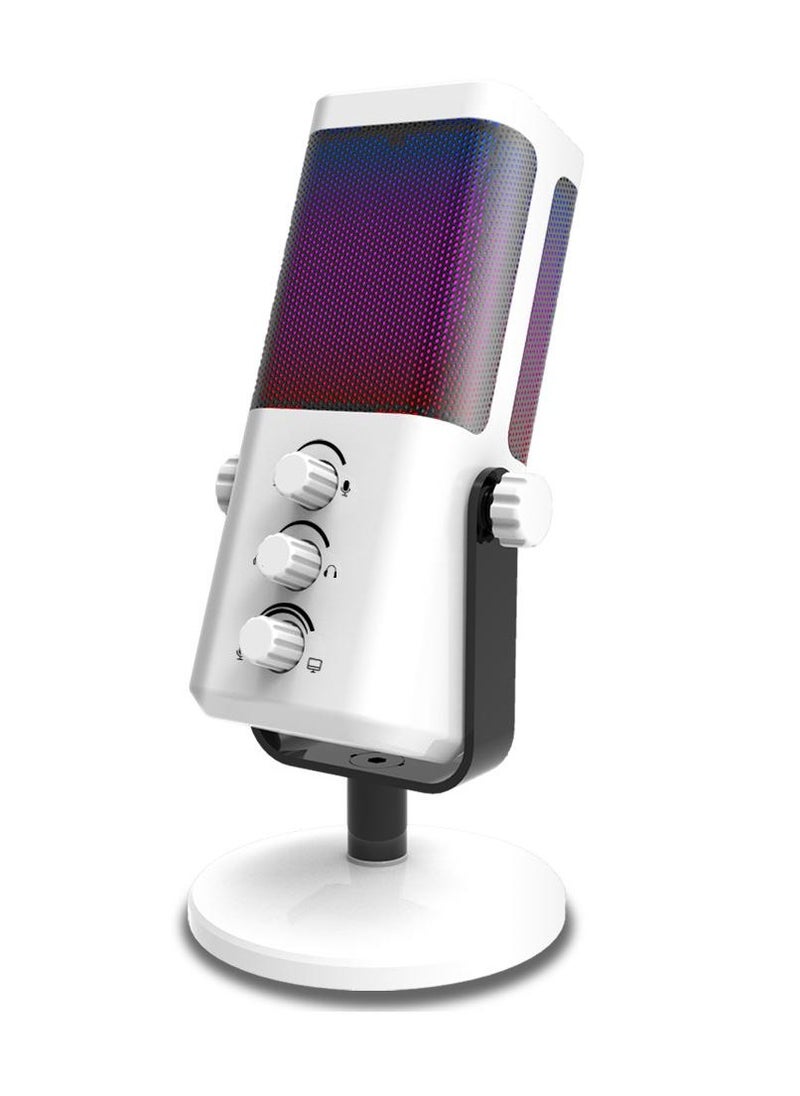 YU'S M7 Dynamic Vlogging Microphone for Gaming Streaming - RGB Light - USB - Mute Button, Headphone Jack, Desktop Stand Audio for Singing Youtube Unidirectional  - Image 1