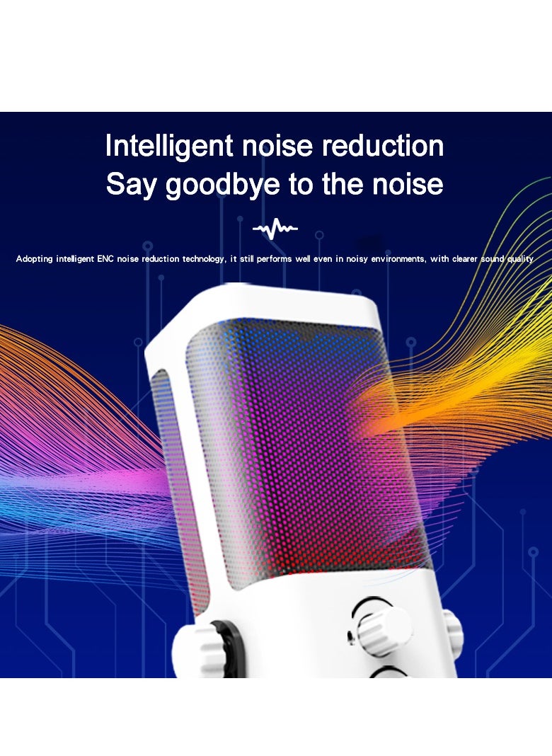YU'S M7 Dynamic Vlogging Microphone for Gaming Streaming - RGB Light - USB - Mute Button, Headphone Jack, Desktop Stand Audio for Singing Youtube Unidirectional  - Image 5