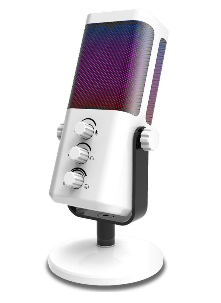 YU'S - M7 Dynamic Vlogging Microphone for Gaming Streaming - RGB Light - USB - Mute Button, Headphone Jack, Desktop Stand Audio for Singing Youtube Unidirectional - Image 1