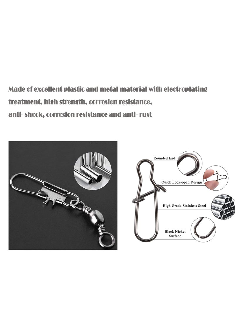 SYOSI 140PCS Fishing Tackle Accessories, Fisherman's Swivel Set Versatile Fishing Attachments Bead and Swivel Combo Triple Swivel Fishing Kit Versatile Fishing Attachments for Saltwater Freshwater - Image 4