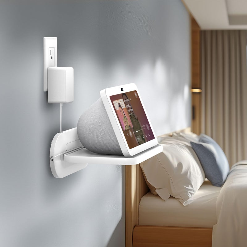 HomeMount حامل HomeMount لجهاز Google Nest Hub Max - حامل جداري مع رف متوافق مع NEST HUB MAX (أبيض) - Image 5