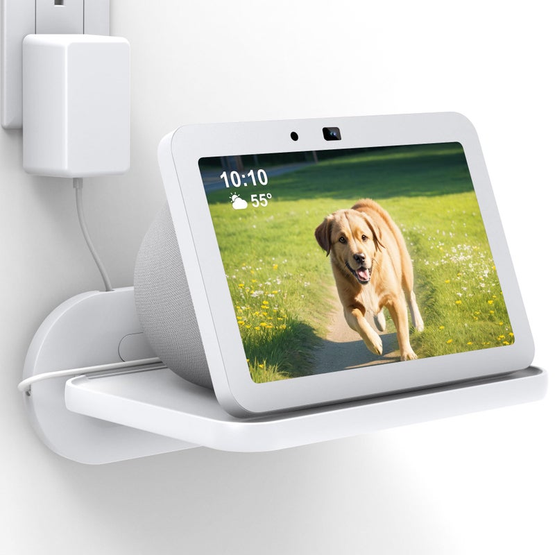 HomeMount حامل HomeMount لجهاز Google Nest Hub Max - حامل جداري مع رف متوافق مع NEST HUB MAX (أبيض) - Image 1
