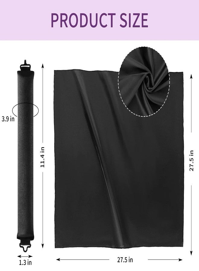 posicurly Heatless Curls Overnight Blowout Rods - 4 Pcs Hair Curlers to Sleep In,Jumbo Curling Velvet,Hair Rollers Rod with Silk Scarf Black - Image 5
