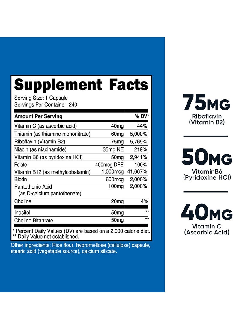 Nutricost - High Potency Vitamin B Complex With C 460 Mg 240 Capsules - Image 1