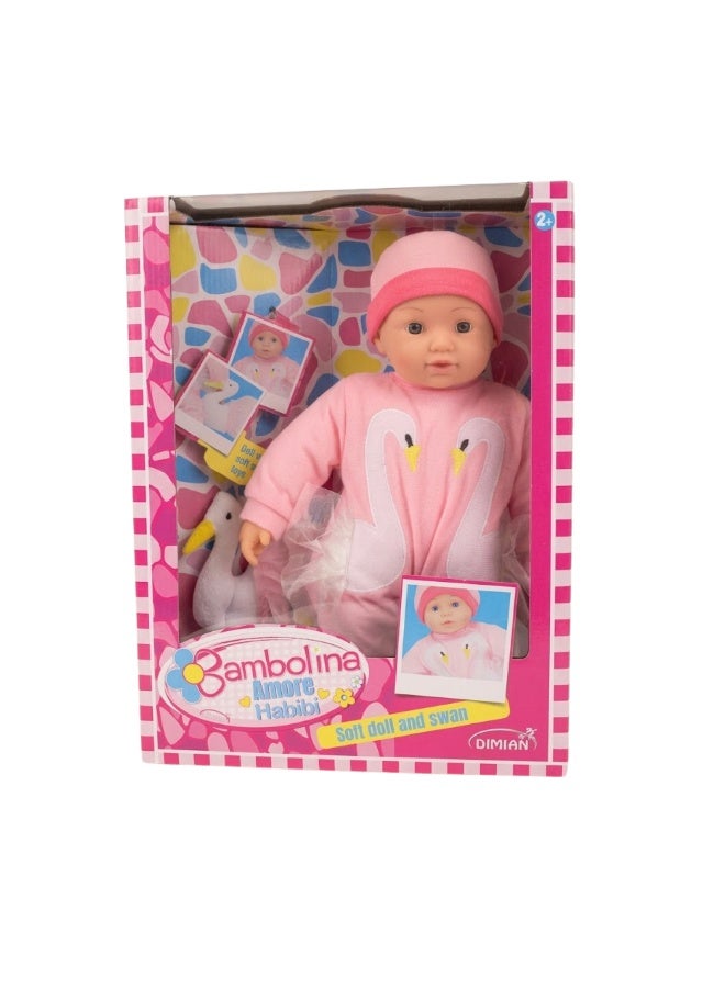 Bambolina 41Cm Doll With New Dress With Plush Toy-  Swan - Image 2