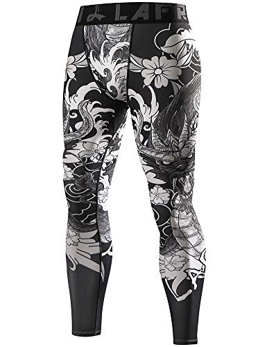 LAFROI Men's Quick Dry Cool Compression Fit Tights Leggings Waistband-YSK08 Dragon Size LG - Image 1