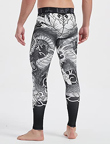 LAFROI Men's Quick Dry Cool Compression Fit Tights Leggings Waistband-YSK08 Dragon Size LG - Image 5