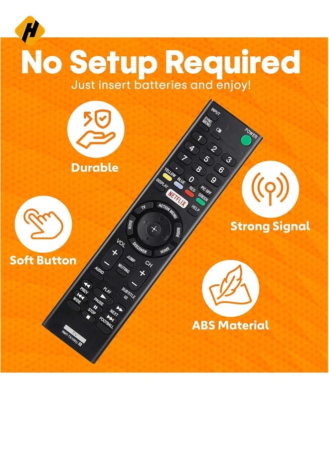 Replacement Remote Control for Sony RMT-TX100U TV, Replacement for All Sony Bravia LCD LED HD Smart Remote Controls with Netflix Button with battery