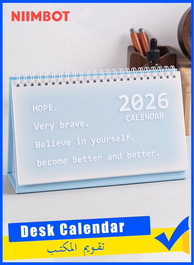 NIIMBOT Desk Calendar Small Desk Calendar 2025/07-2026/12 Compact Standing Flip Tabletop Calendar Monthly Planner For Office School Or Home Scheduling And Organizing Pink  Desk Calendar 2025 Desk Calendar 2026  - Image 1