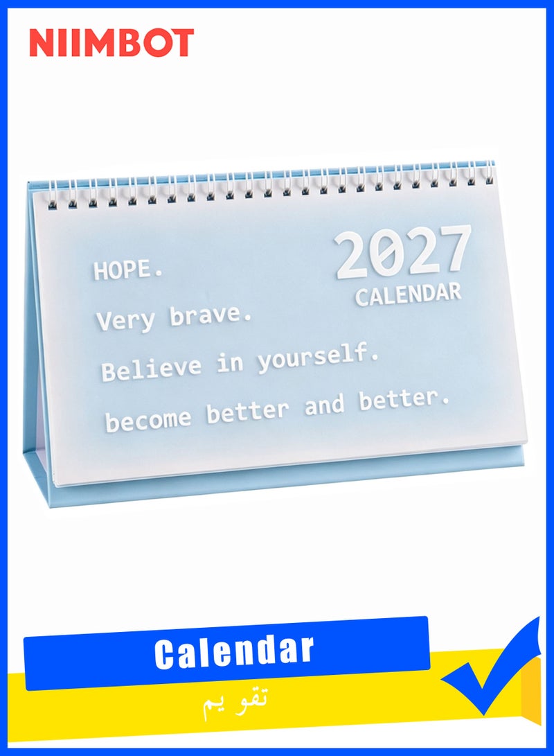 NIIMBOT Desk Calendar Small Desk Calendar 2026/07-2027/12 Compact Standing Flip Tabletop Calendar Monthly Planner For Office School Or Home Scheduling And Organizing Desk Calendar 2026-2027 Desk Calendar - Image 1