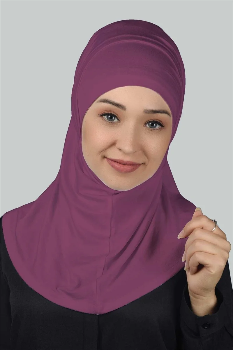 التوبة Set of 2 Practical Scarf, Ready-made Turban and Hijab Hijab Bonnet - Dark Claret Red