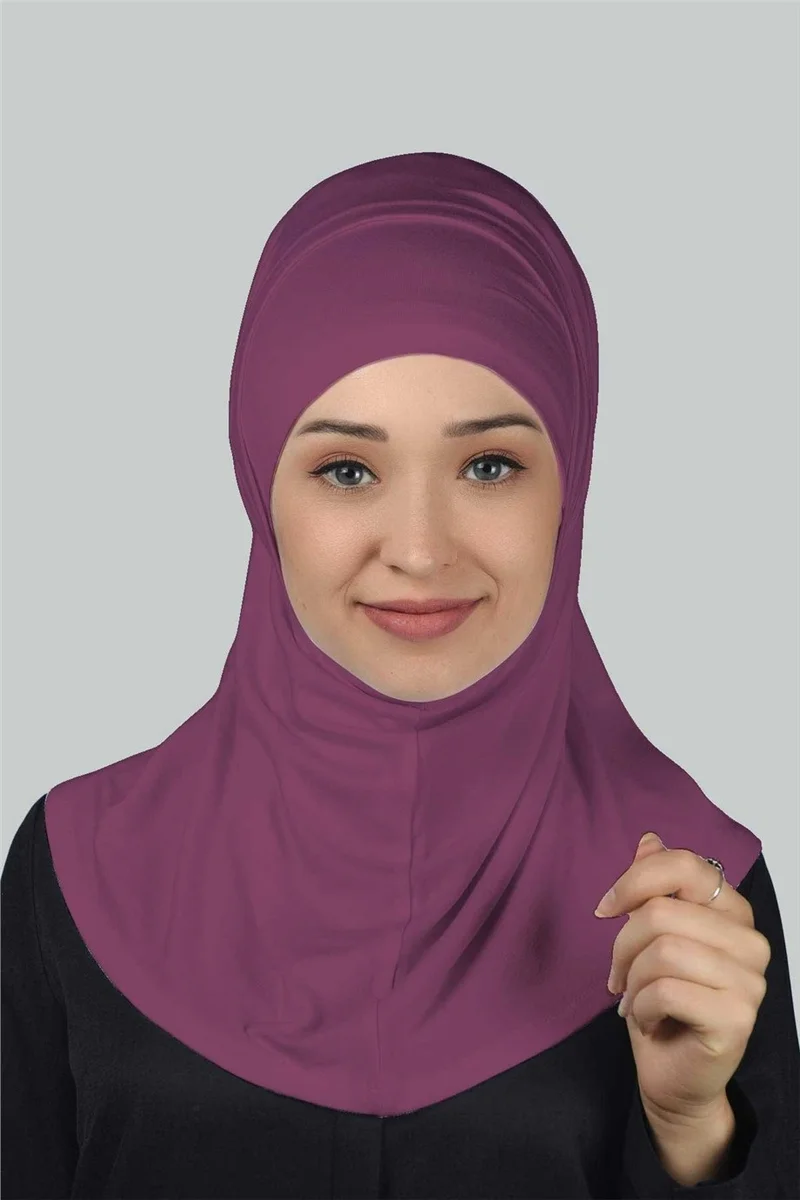 التوبة Set of 2 Practical Scarf, Ready-made Turban and Hijab Hijab Bonnet - Dark Claret Red