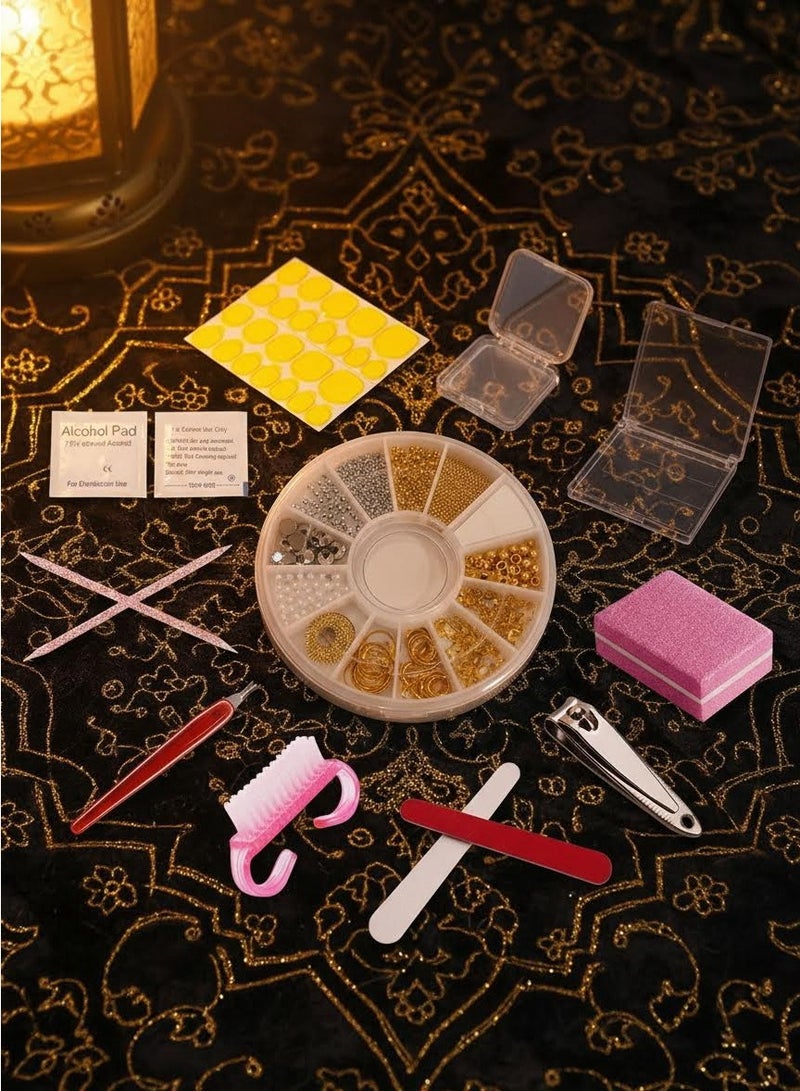 maffick 24Pcs Premium Press on Toenails Pedicure Kit - Fake Toe Nails with Tweezers, Decor Wheel & Nail Clipper - Waterproof False Toenail Set (No Liquid Glue) - Image 5