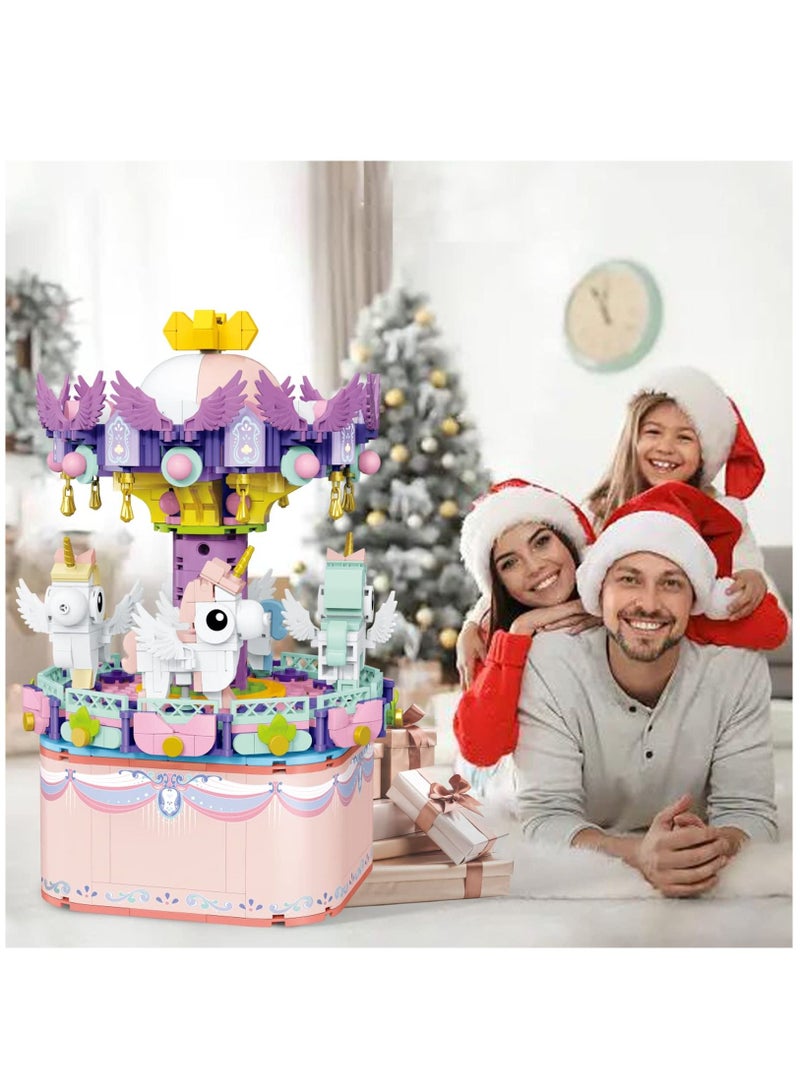 Music Box Building Toys, Rotating Carousel DIY Building Block for Girls and Boys 6 -12 Years Old, 874 pcs, STEM Construction Toy and Birthday Gifts for Adults and Kids - Image 2