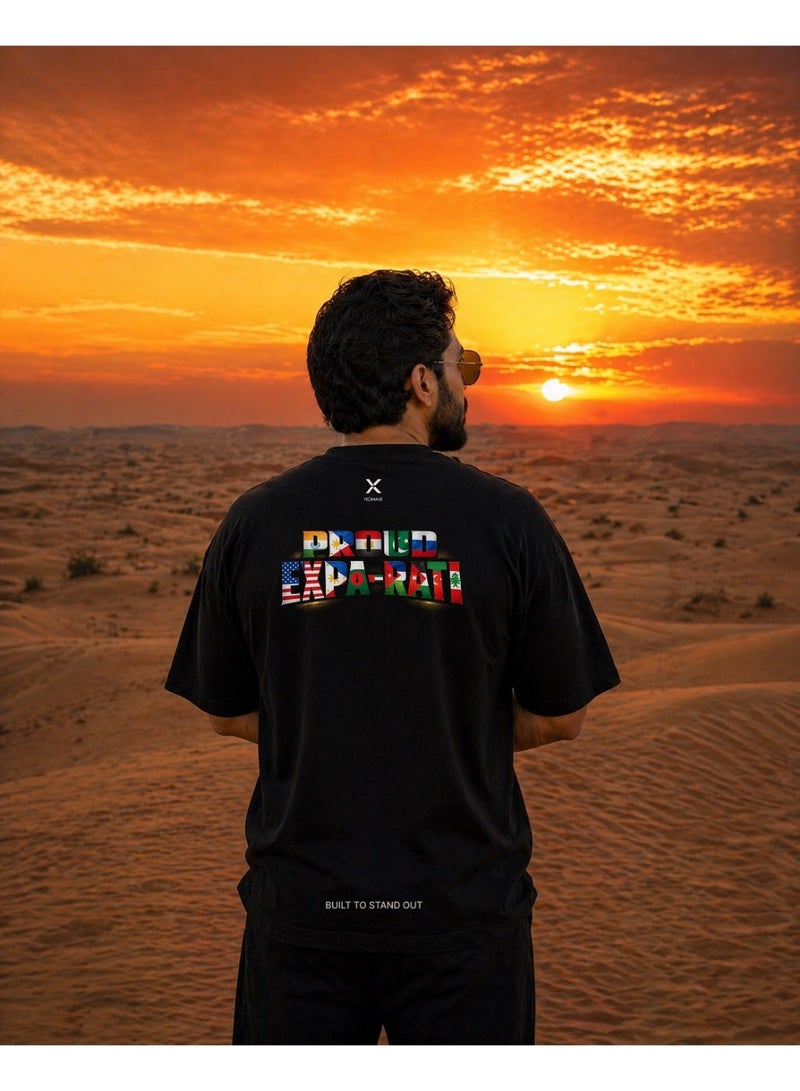 NOMAiX Proud Expa-Rati T-Shirt │ World Flags Graphic Tee │ Expat Identity Streetwear │ Oversized 260GSM │ Made in UAE - Image 3
