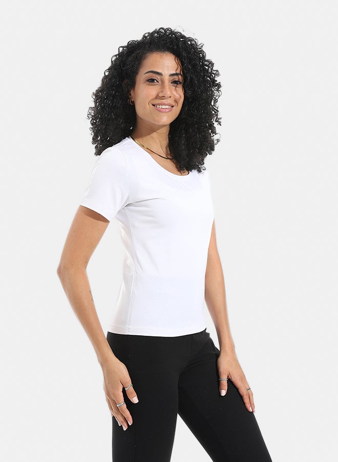 Xtcy Single Lycra Half Sleeve Wide Neck Bodysuit women - Image 2