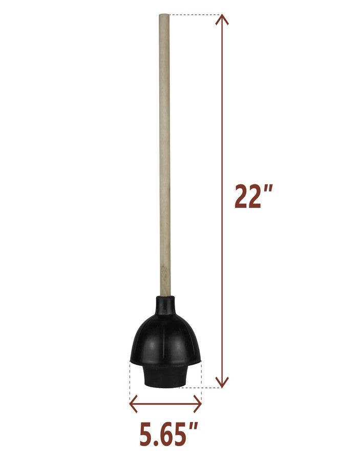 SteadMax Heavy Duty Toilet Plunger, Commercial Grade Double Thrust Force Rubber Cup with Wood Handle (22") - Image 3