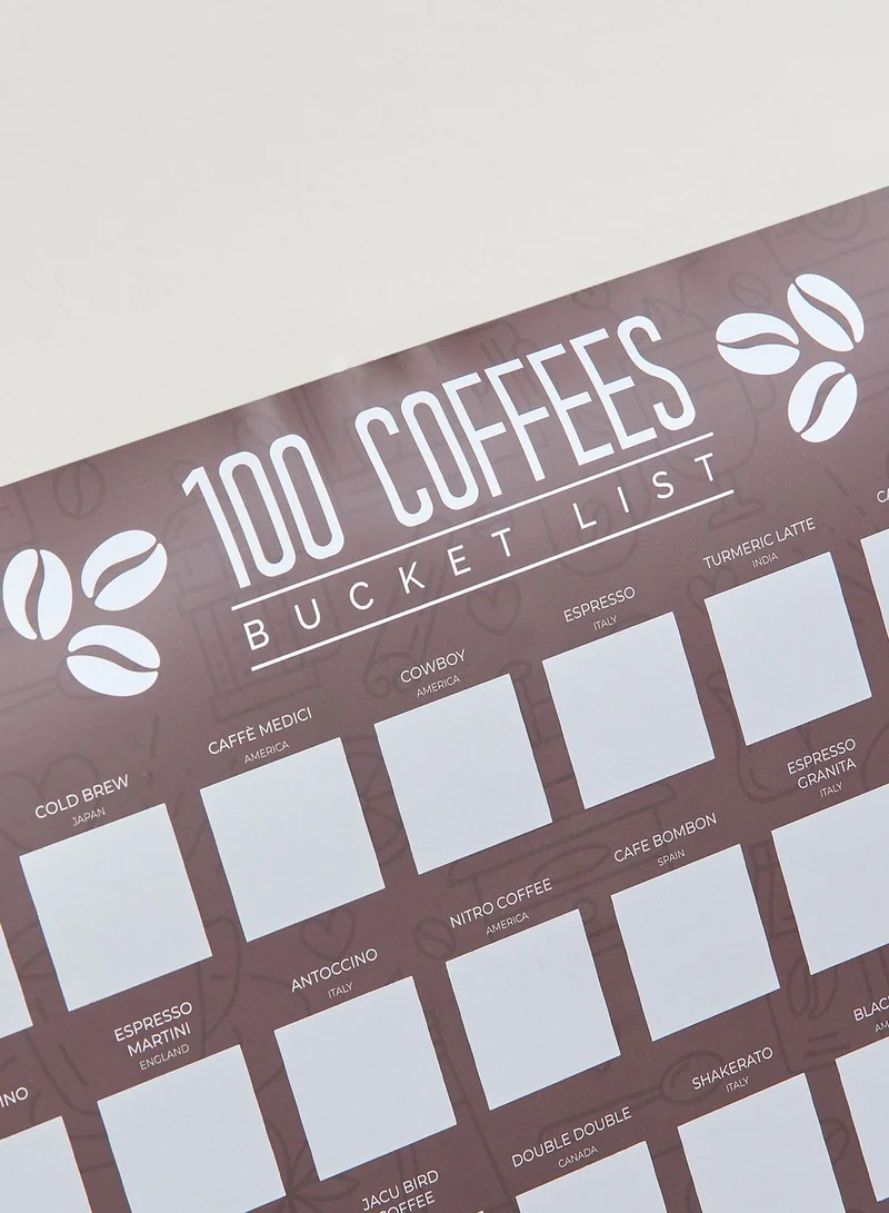 Gift Republic 100 Coffee Bucket List Scratch Poster