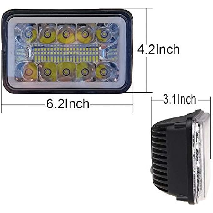 AMUNIESUN 4 قطع من مصابيح هالوجين LED مقاس 4 × 6 بوصة معتمدة من وزارة النقل، بديلة H4651 H4652 H4656 H4666 H6545 مناسبة لـ Peterbilt Kenworth Freightinger Ford Probe - Image 4