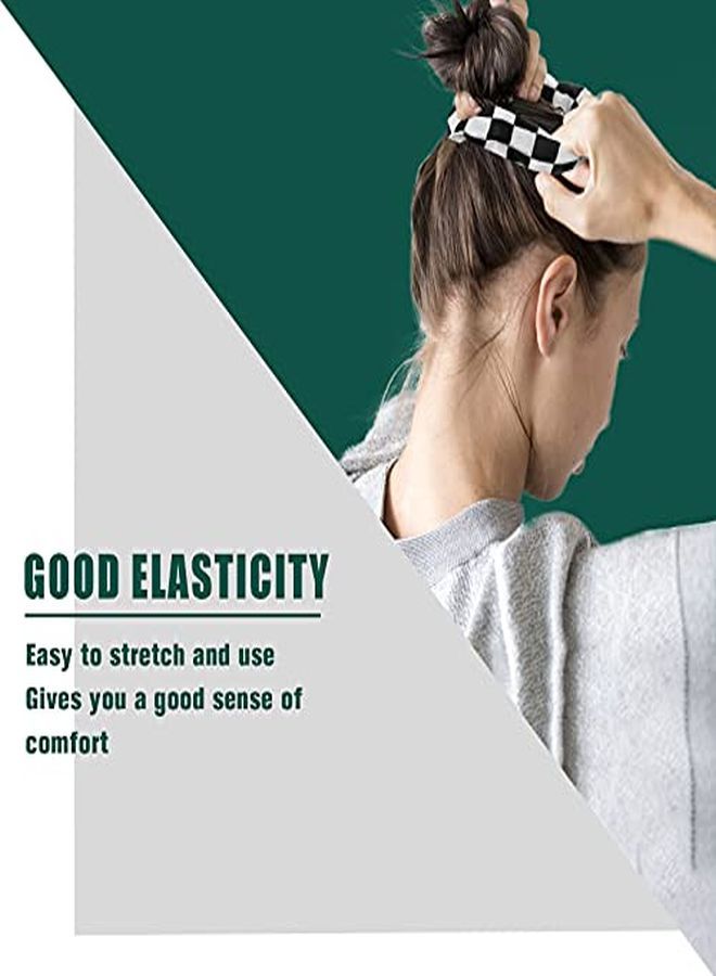 Mtlee 12 Pieces Checkered Plaid Scrunchies Plaid Hair Ties Scrunchies Christmas Hair Scrunchies Buffalo Plaid Hair Elastic Ponytail Tail Holder For Girls Women Hair Accessories (Black, White) - Image 4