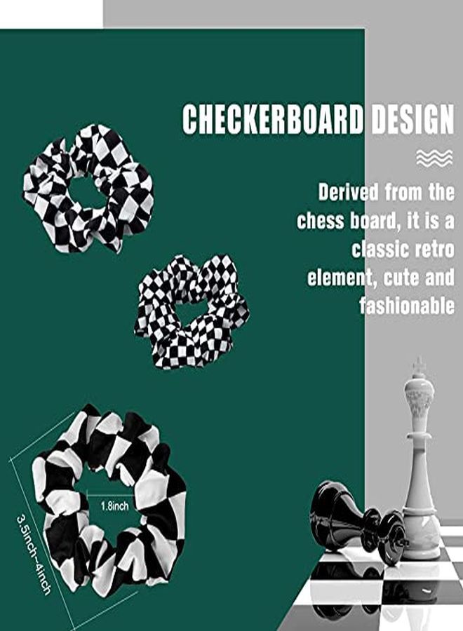 Mtlee 12 Pieces Checkered Plaid Scrunchies Plaid Hair Ties Scrunchies Christmas Hair Scrunchies Buffalo Plaid Hair Elastic Ponytail Tail Holder For Girls Women Hair Accessories (Black, White) - Image 2