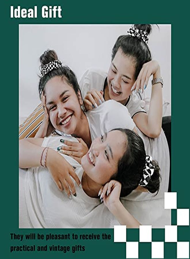 Mtlee 12 Pieces Checkered Plaid Scrunchies Plaid Hair Ties Scrunchies Christmas Hair Scrunchies Buffalo Plaid Hair Elastic Ponytail Tail Holder For Girls Women Hair Accessories (Black, White) - Image 3