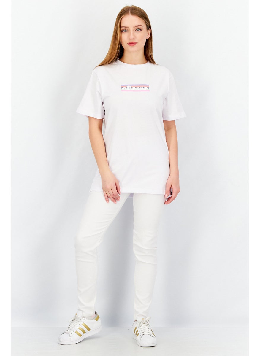 Ellesse تيشيرت بكم قصير وطول عنق دائري للنساء، أبيض  - Image 2