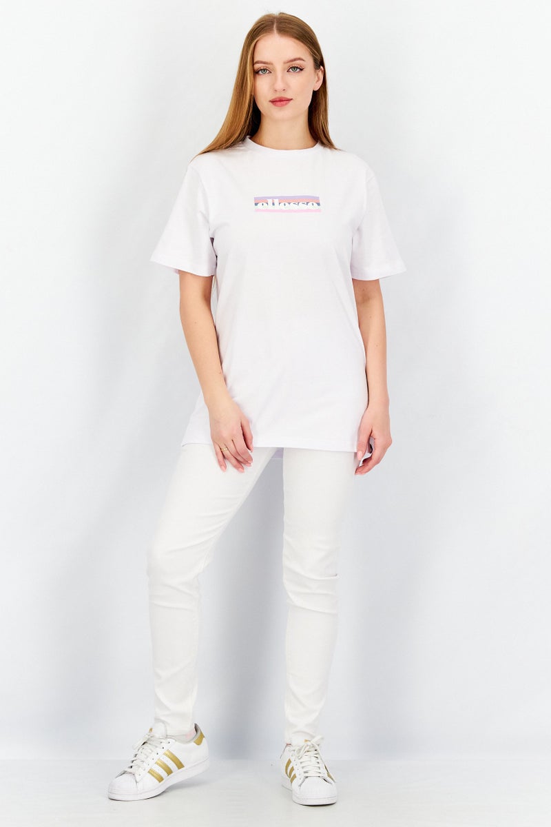 Ellesse تيشيرت بكم قصير وطول عنق دائري للنساء، أبيض - Image 2