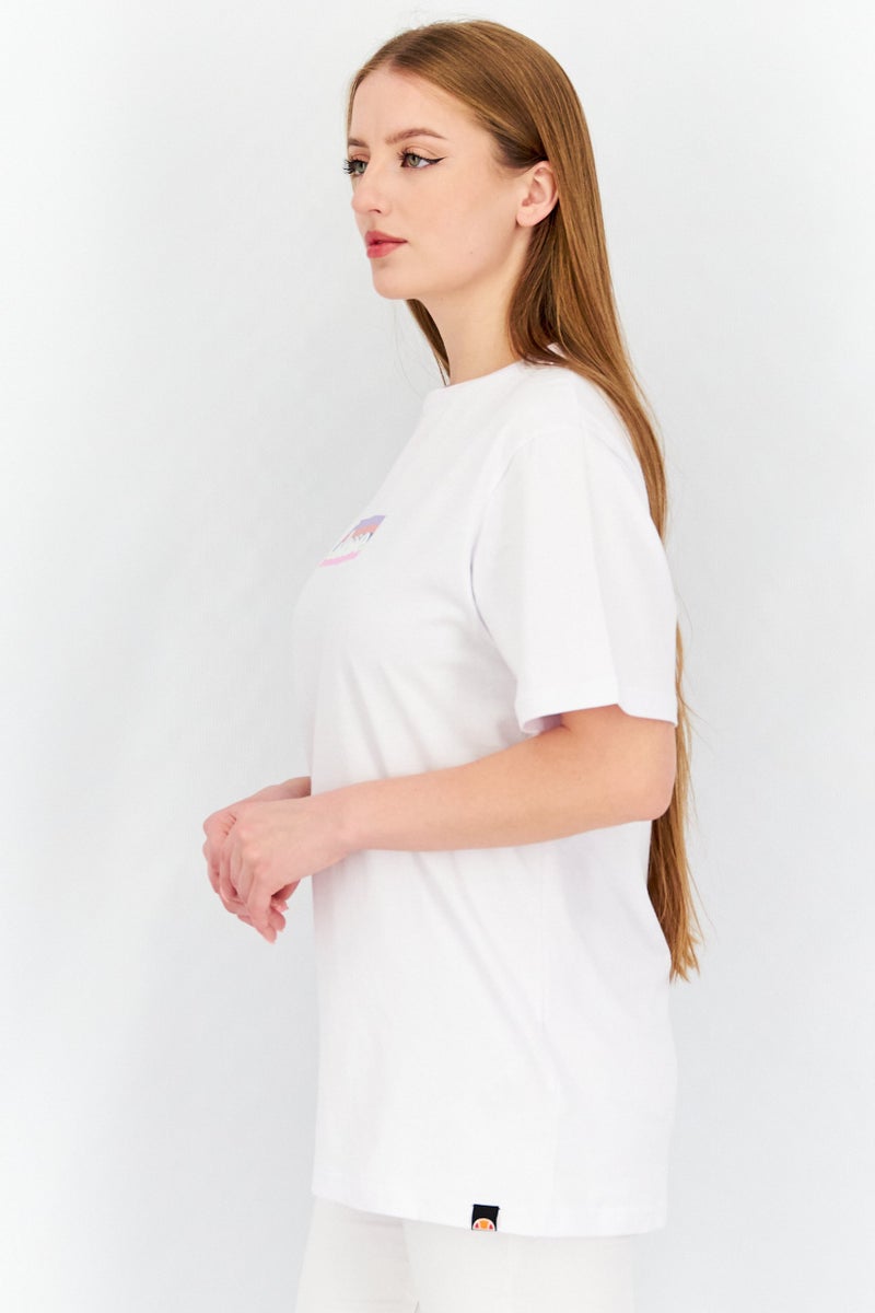 Ellesse تيشيرت بكم قصير وطول عنق دائري للنساء، أبيض - Image 3