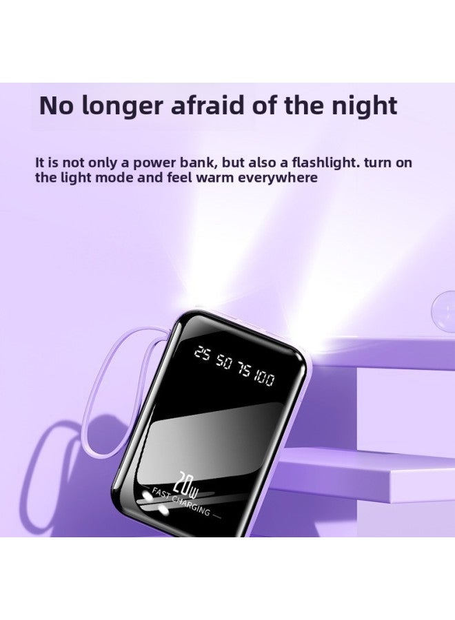 Loquat 20000 MA Large Capacity Fast Charging Portable Mobile Power Mini Self-belt Line Charging Treasure Gift Printing-Color:White-Power Capacity:20000 Ma - Image 4