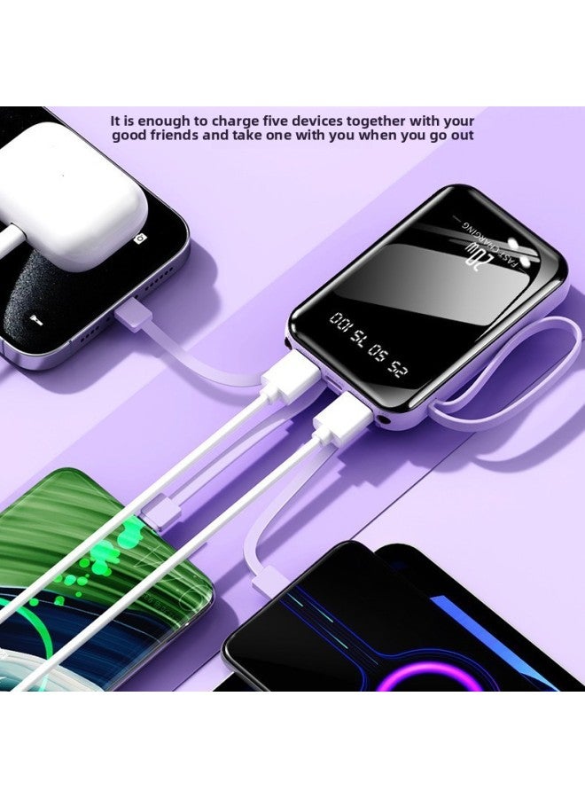 Loquat 20000 MA Large Capacity Fast Charging Portable Mobile Power Mini Self-belt Line Charging Treasure Gift Printing-Color:White-Power Capacity:20000 Ma - Image 3