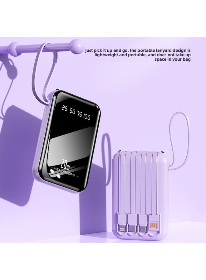 Loquat 20000 MA Large Capacity Fast Charging Portable Mobile Power Mini Self-belt Line Charging Treasure Gift Printing-Color:White-Power Capacity:20000 Ma - Image 5