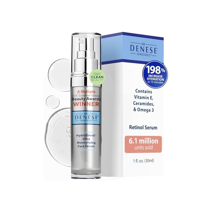 Dr. Denese SkinScience HydroShield Ultra Moisturizing Face Serum 1 oz – Retinol & Ceramide Formula for Deep Moisture, Radiant Smooth Skin, Fine Line Care – Dermatologist Tested & Cruelty Free