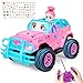 Ynanimery Remote Control Car RC Truck with DIY Stickers and Doll for Kids Girls Birthday 120 Scale RC Truck Full Functions Creative Racing Car for Toddlers Kids Indoor Outdoor Games Pink - Image 3