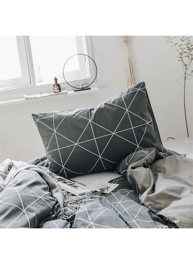 yongsheng 4-Piece European Style Luxury Jacquard Single Bedding Set Polyester Grey，Comforter Set Soft Geometric Grey Geometric Checkered Plaid Printed Bedding Comforter for Men Boys  - Image 5