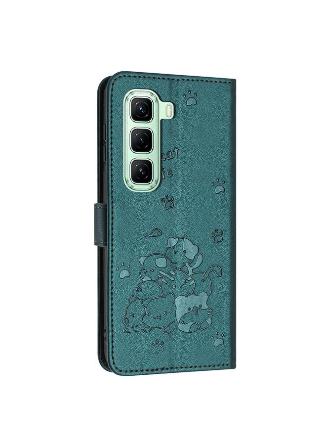 Zaboon Case For Infinix Hot 50 4G Embossed Kitten Phone Leather Case with Lanyard - Image 3