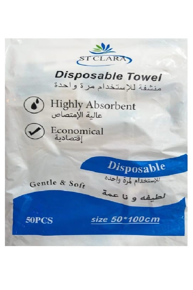 ST CLARA Disposable Towel For One Time Use - 50 Pieces - Size 50 100 Cm - Image 1