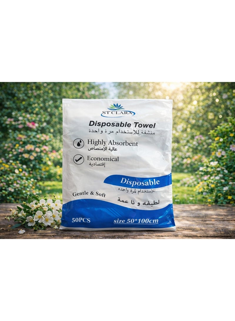 ST CLARA Disposable Towel For One Time Use - 50 Pieces - Size 50 100 Cm - Image 2