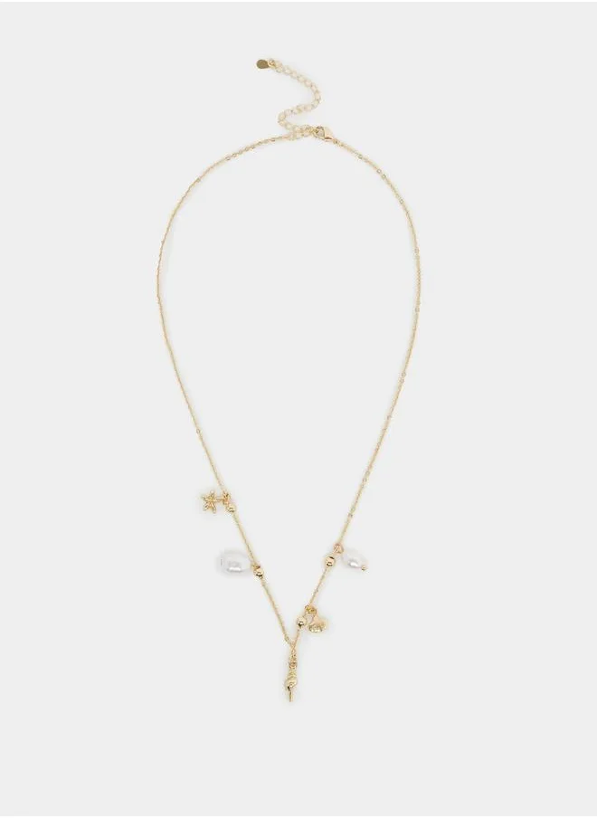 Styli Seashell Drop Lariat Necklace