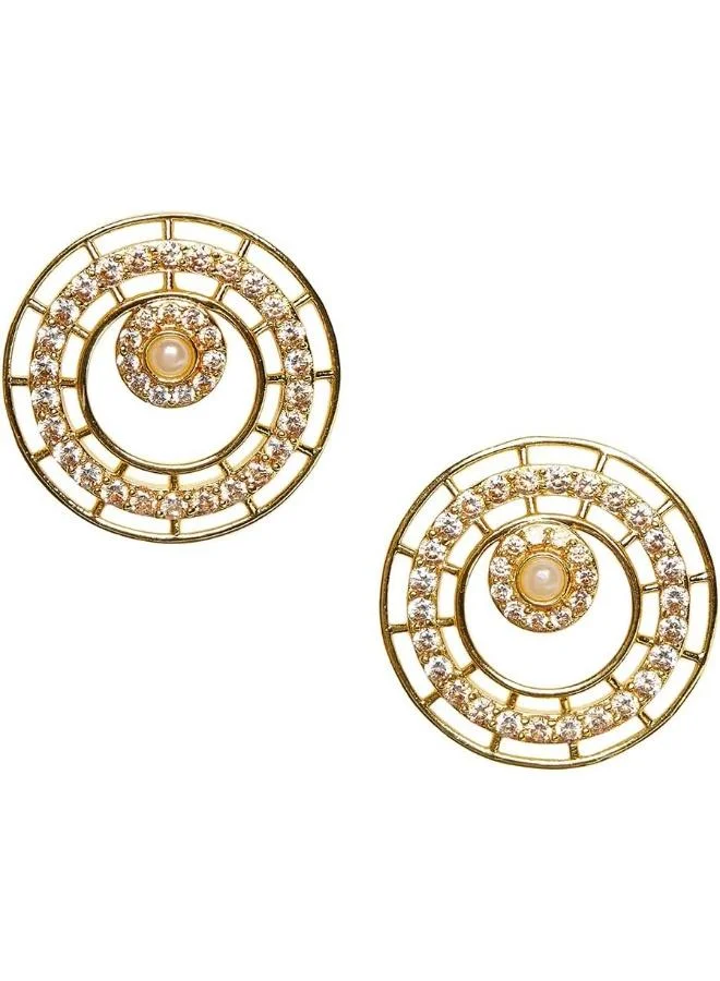 VOYLLA Stunning Design CZ Sparkling Earrings, Onesize, Brass, No Gemstone